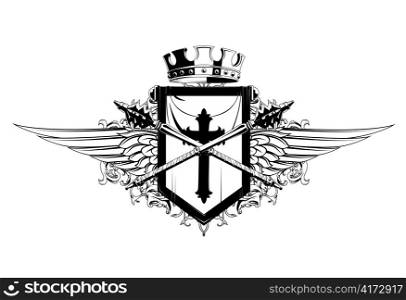 vector vintage emblem with shield and crown
