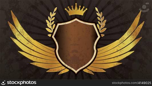 vector vintage emblem with shield and wings