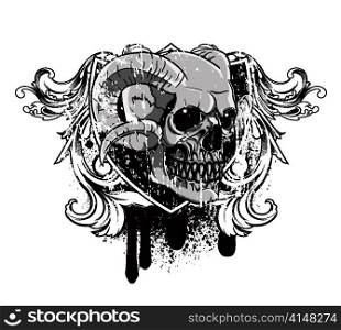 vector vintage emblem with skull