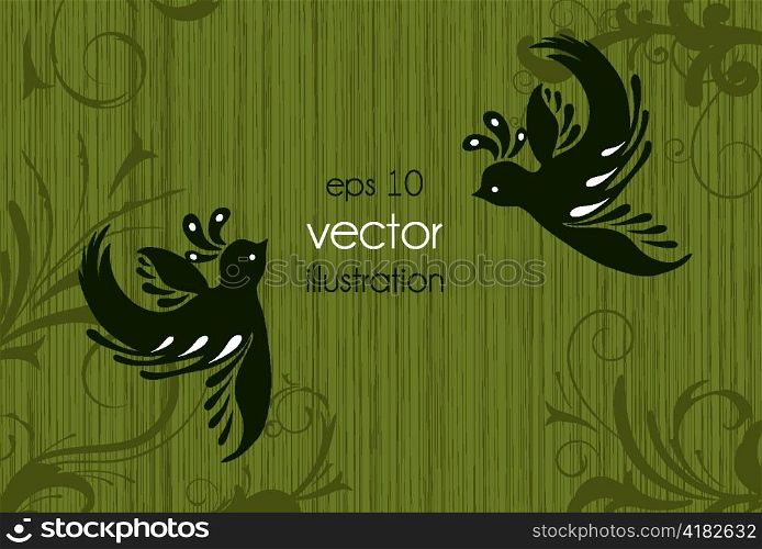 vector vintage floral background with birds