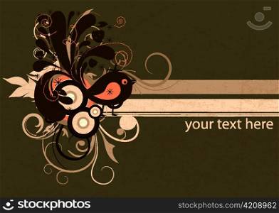 vector vintage floral background with circles