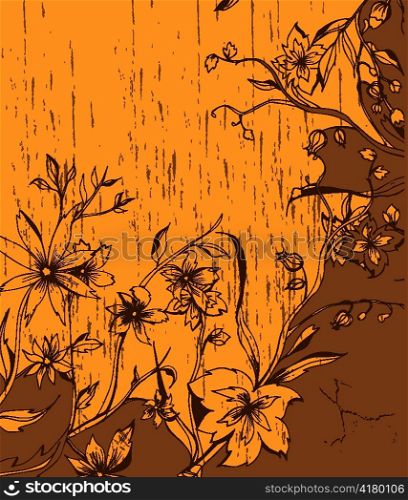 vector vintage floral background with grunge