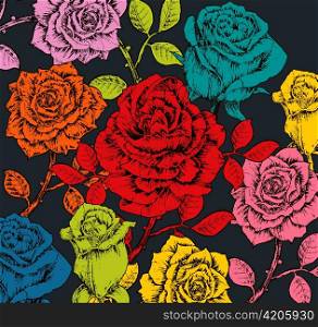 vector vintage floral background with roses