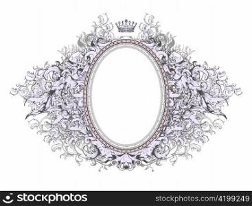 vector vintage floral frame with crown