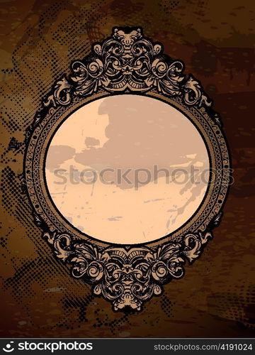 vector vintage floral frame with grunge background