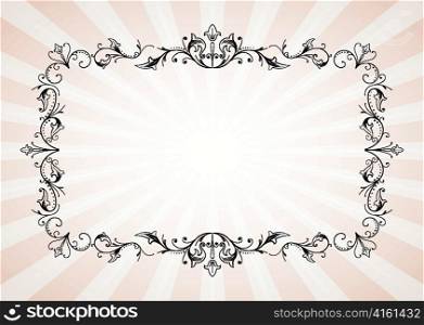 vector vintage floral frame with rays