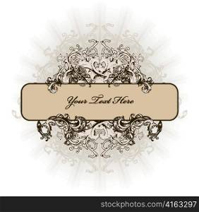 vector vintage floral frame with rays background