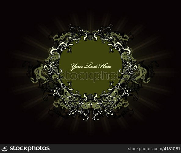 vector vintage floral frame with rays background