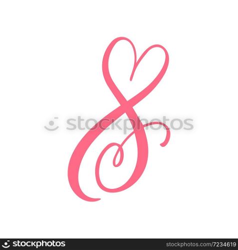 Vector Vintage floral monogram Number eight 8. Calligraphy element heart logo Valentine card flourish frame. Hand drawn Love sign for page decoration and design illustration.. Vector Vintage floral monogram Number eight 8. Calligraphy element heart logo Valentine card flourish frame. Hand drawn Love sign for page decoration and design illustration