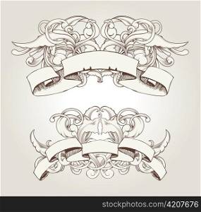 vector vintage floral with scroll