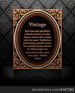 vector vintage frame with damask background