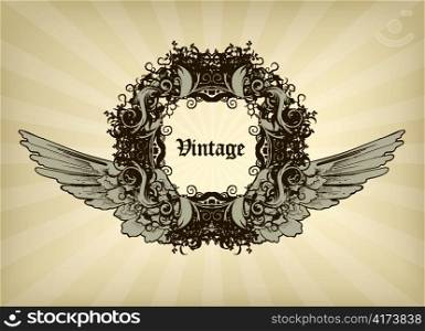 vector vintage frame with rays background