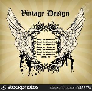 vector vintage frame with rays background