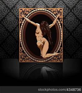 vector vintage frame with sexy girl