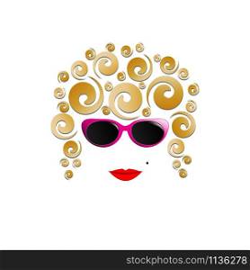 vector vintage girl with colored glasses