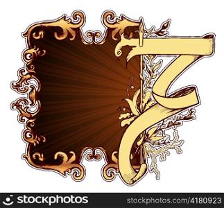 vector vintage gold floral frame with rays
