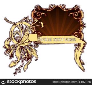 vector vintage gold floral frame with rays