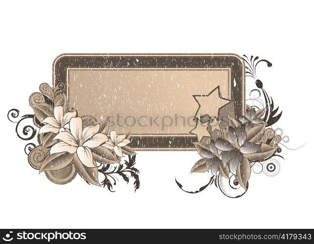 vector vintage grunge floral frame