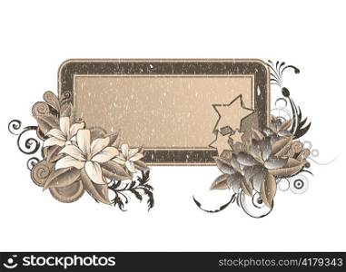 vector vintage grunge floral frame