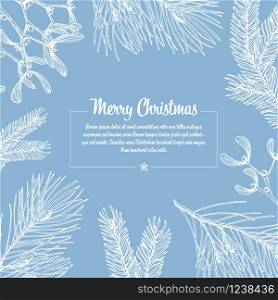 Vector vintage hand drawn Christmas card with various seasonal elements