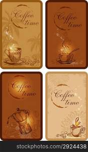 Vector vintage hand drawn coffee banners
