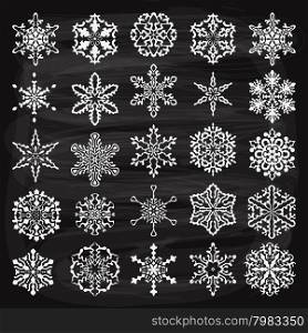 vector vintage holiday design elements and snowflakes, fully editable eps 10 file, chalk background with transparency effects