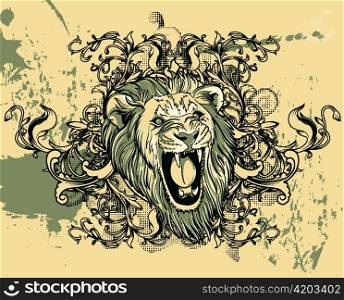 vector vintage illustration with lion