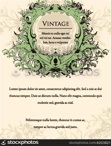 vector vintage invitation with floral