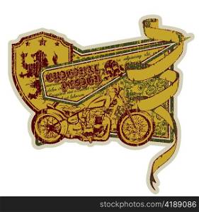 vector vintage label with motorcycle