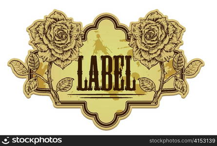 vector vintage label with roses