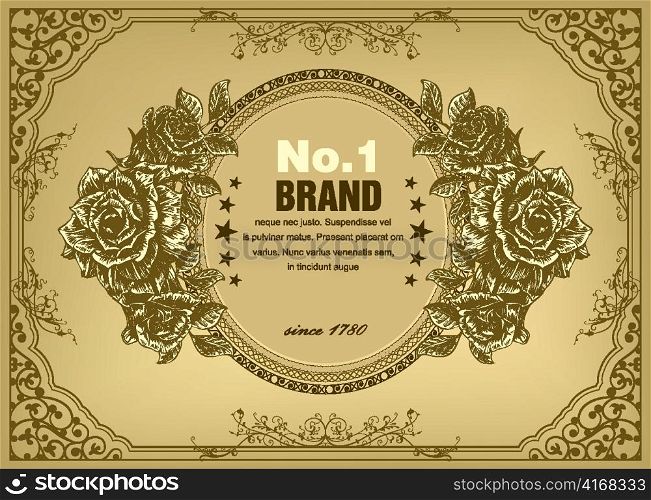 vector vintage label with roses