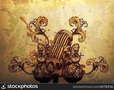 vector vintage music background with microphone