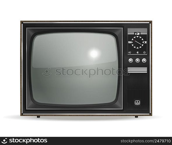 Vector Vintage old photo-realistic CRT TV on white
