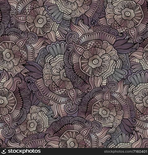 Vector vintage seamless abstract flowers pattern. Endless background.