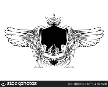 vector vintage shield with wings