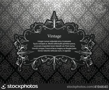 vector vintage silver floral frame