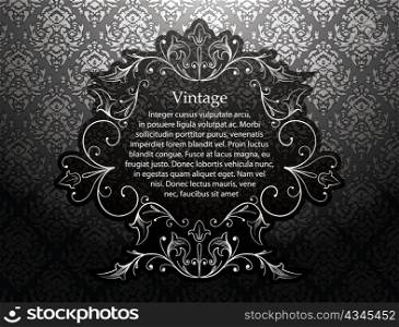 vector vintage silver floral frame