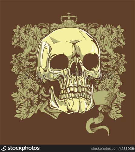 vector vintage skull with floral