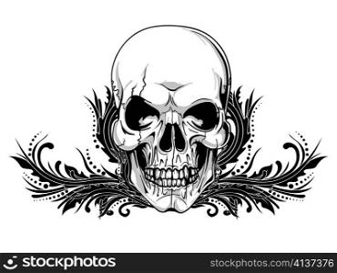 vector vintage skull with floral
