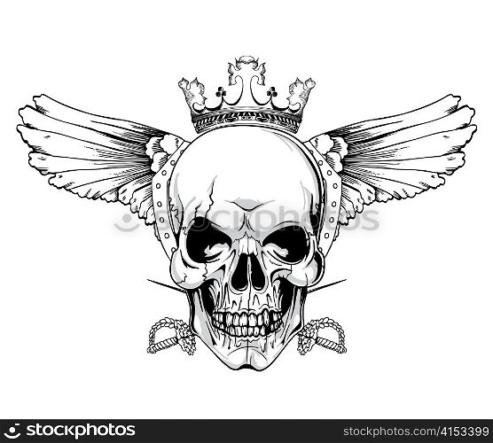 vector vintage skull with wings