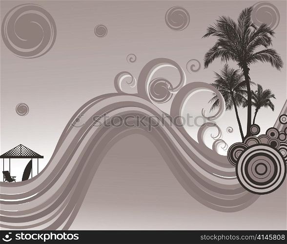 vector vintage summer background with palm trees
