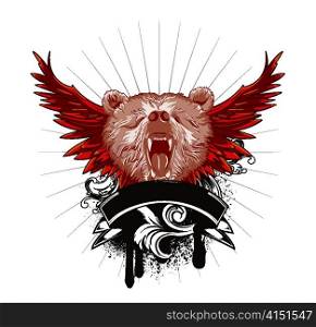 vector vintage t-shirt design with bear