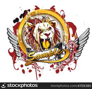 vector vintage t-shirt design with lion