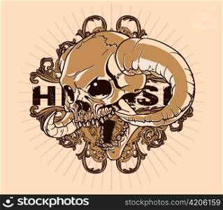 vector vintage t-shirt design with skull