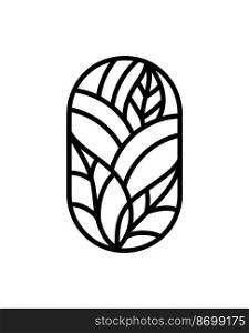 Vector Vintage Tea Leaves for Cafe or Farm Product Label Eco Logo Organic plant design. Round emblem linear style. abstract icon for natural products design cosmetics, ecological concepts, health.. Vector Vintage Tea Leaves for Cafe or Farm Product Label Eco Logo Organic plant design. Round emblem linear style. abstract icon for natural products design cosmetics, ecological concepts, health