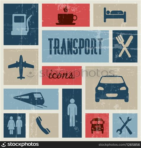 Vector vintage transport (traffic) poster - blue and red