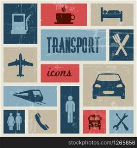 Vector vintage transport (traffic) poster - blue and red