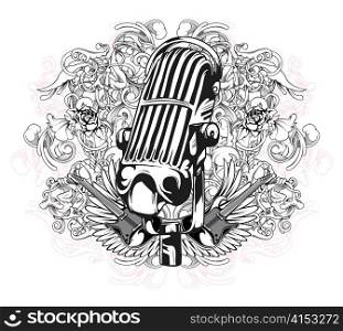 vector vintage tshirt design with microphone