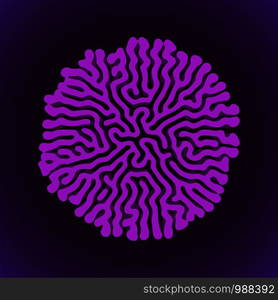 vector violet design Turing morphogenesis reaction diffusion pattern organic ornament element dark background. turing morphogenesis reaction diffusion element