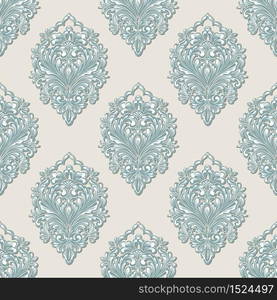 Vector volumetric damask seamless pattern background. Elegant luxury embossed texture for wallpapers, backgrounds and page fill. 3D elements with shadows and highlights. Vector volumetric damask seamless pattern background. Elegant luxury embossed texture for wallpapers, backgrounds and page fill. 3D elements with shadows and highlights.